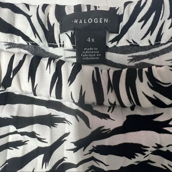 Halogen Skirt Pleated Midi Black White Zebra Print Elastic Waist Size 4X - Picture 8 of 8
